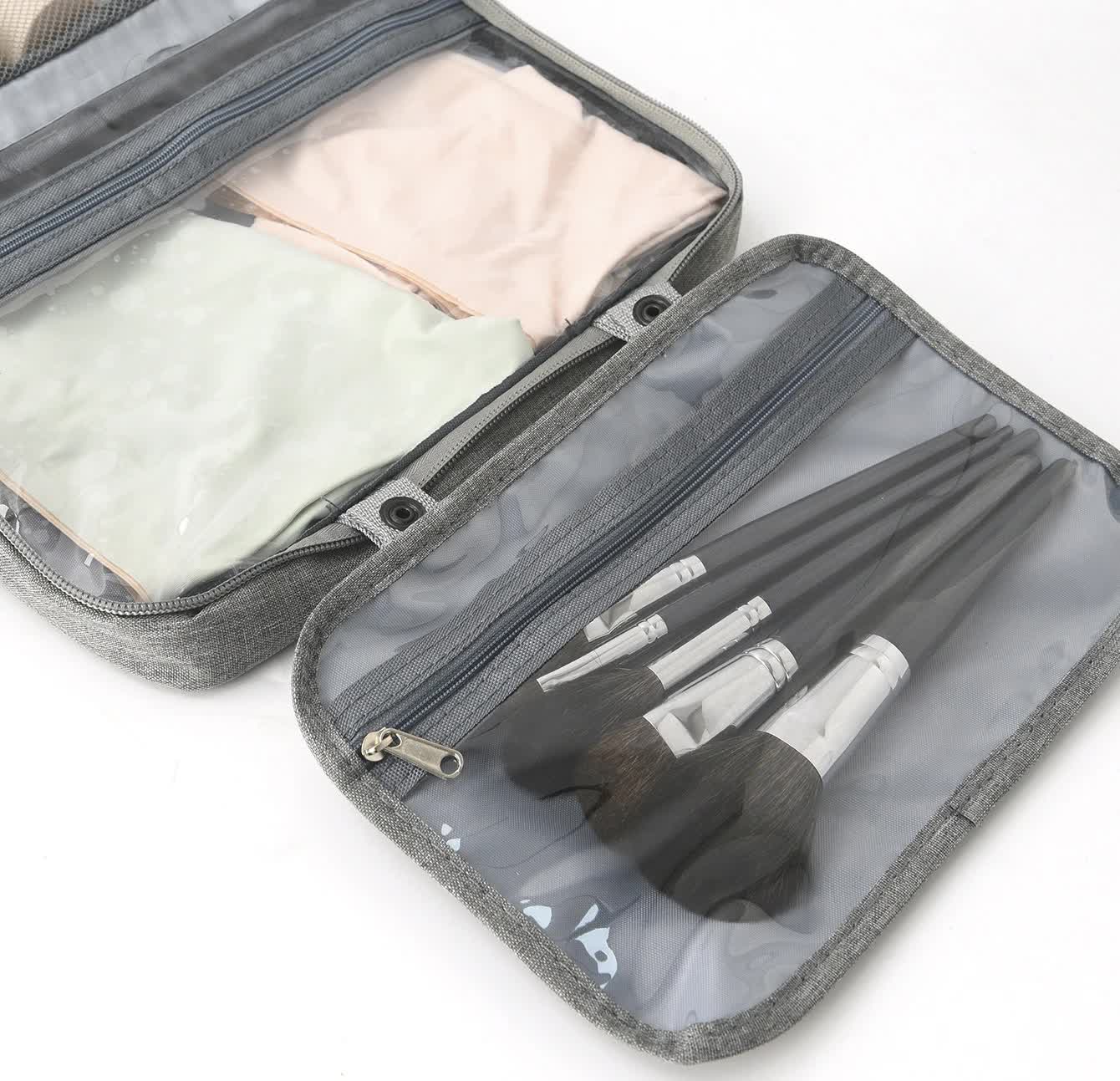 Blue Multipurpose Portable Travel Toiletry Bag - Waterproof Cosmetic Organizer with Zipper 4