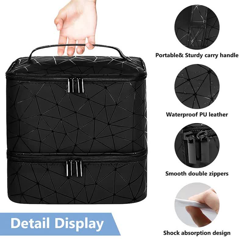 Sliver Large Capacity PVC Cosmetic Bag - Portable Nail Polish Storage Case with Dividers 5