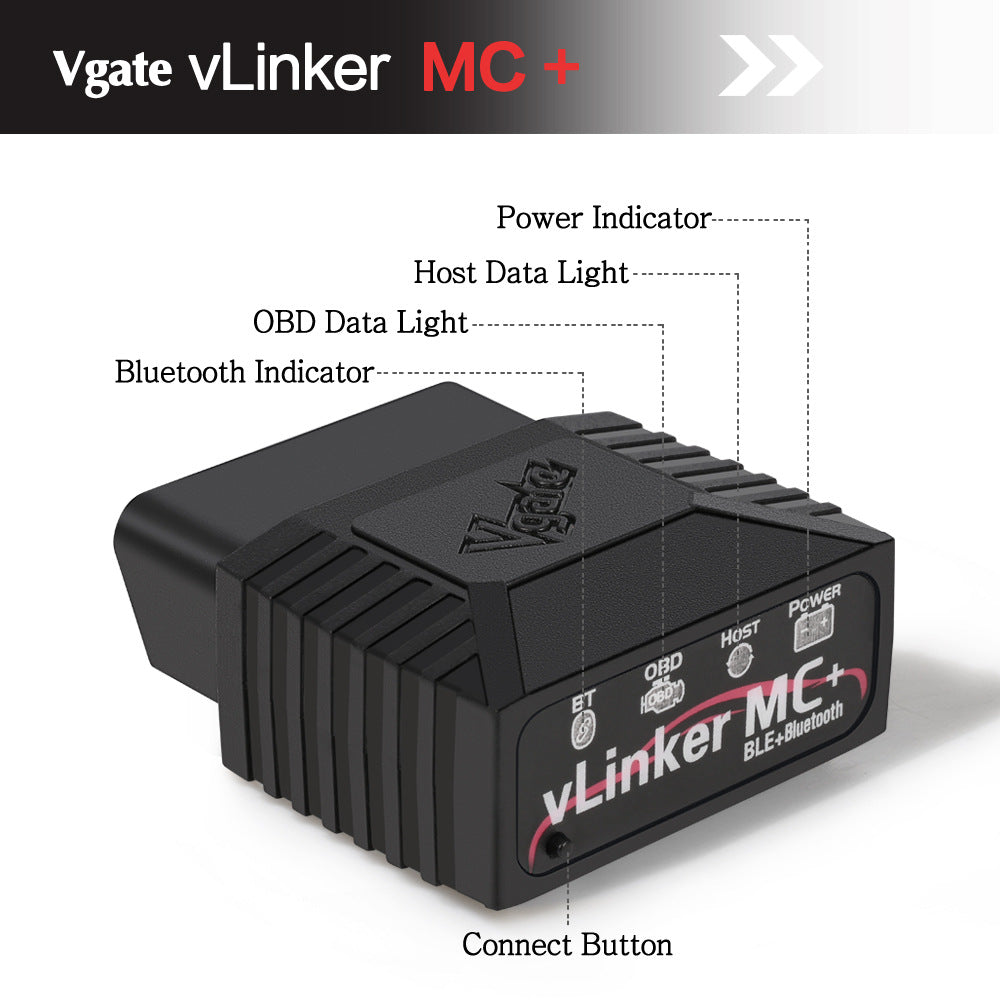 Vgate vLinker MC+ Bluetooth OBD2 Diagnostic Scanner - Supports Multiple Car Models & Advanced Protocols, Compatible with Android and iOS