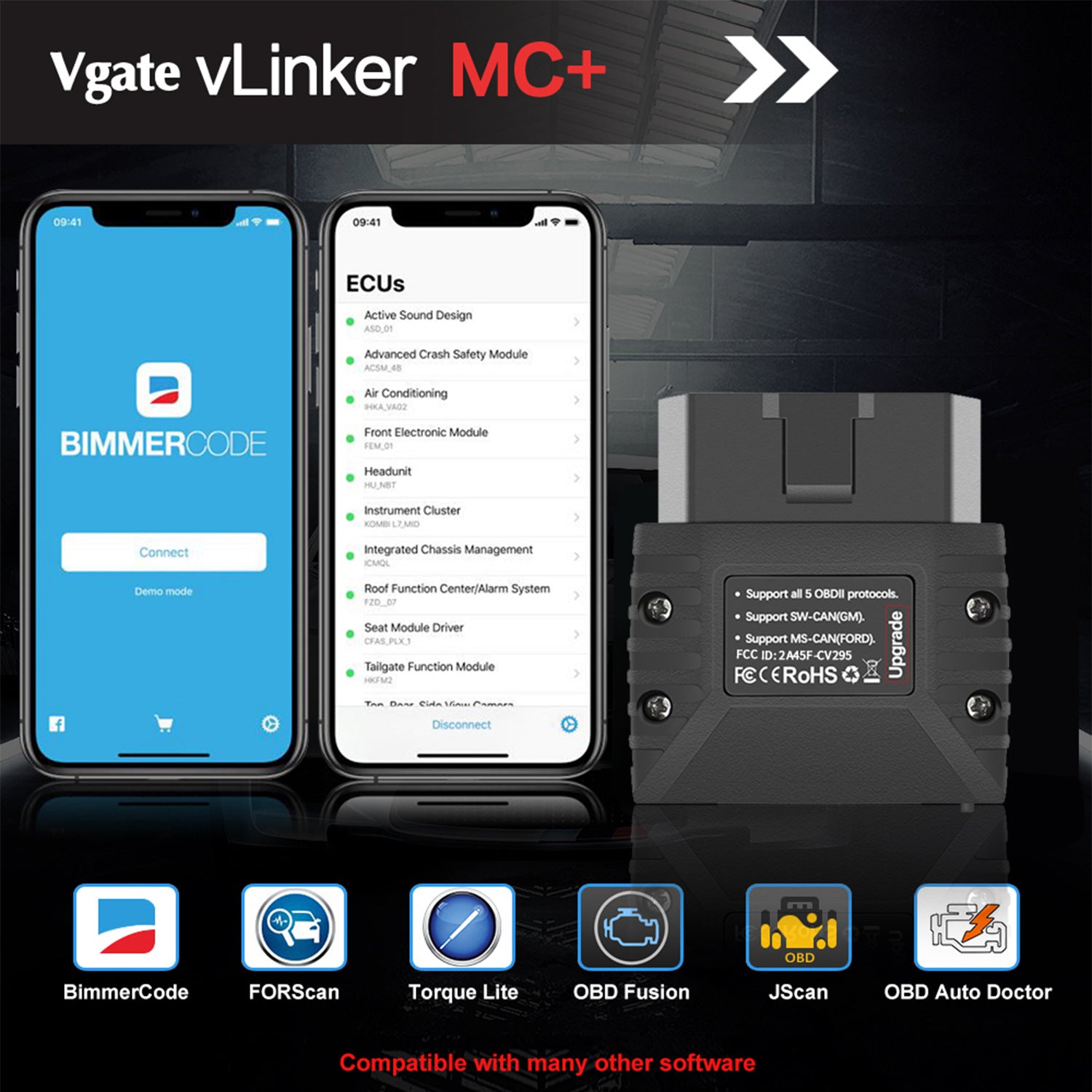 Vgate vLinker MC+ Bluetooth OBD2 Diagnostic Scanner - Supports Multiple Car Models & Advanced Protocols, Compatible with Android and iOS 4