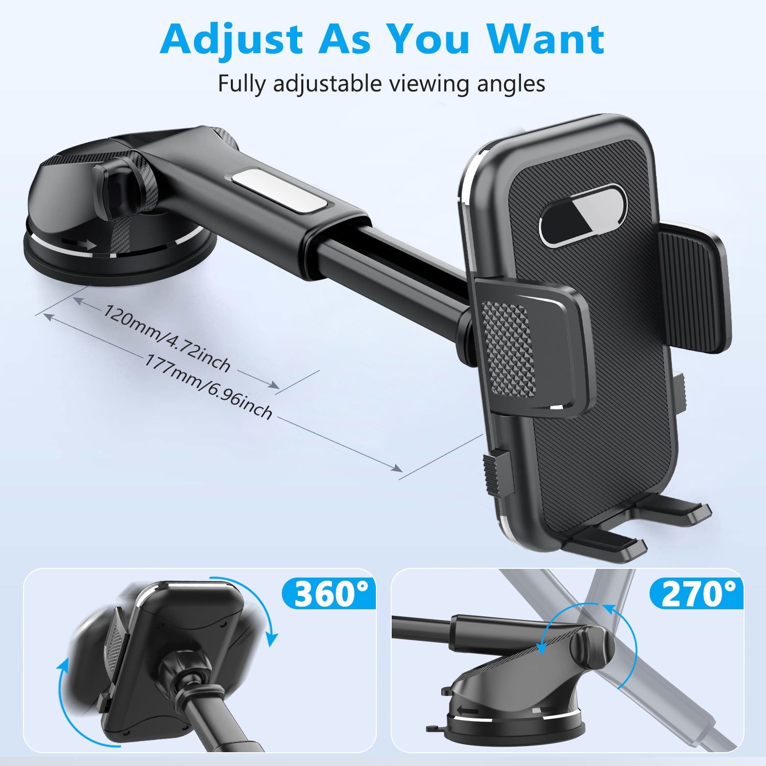 ML-236 Adjustable Car Phone Holder - Universal Suction Mount for Dashboard & Windscreen 5