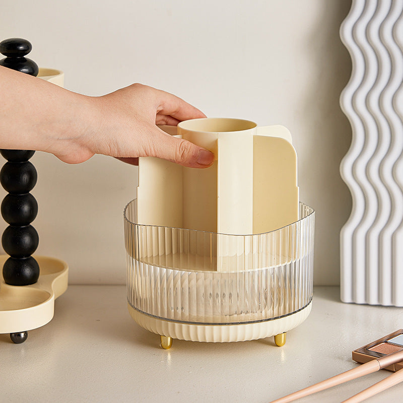 2 PCS Orange Rotating Makeup Brush Organizer with Dustproof Cover - 360° Swivel Cosmetic Holder for Brushes, Lipsticks, Eyeliners, and More 4