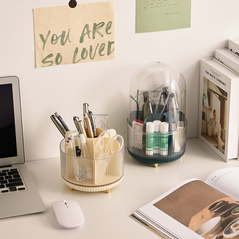 2 PCS Orange Rotating Makeup Brush Organizer with Dustproof Cover - 360° Swivel Cosmetic Holder for Brushes, Lipsticks, Eyeliners, and More 5