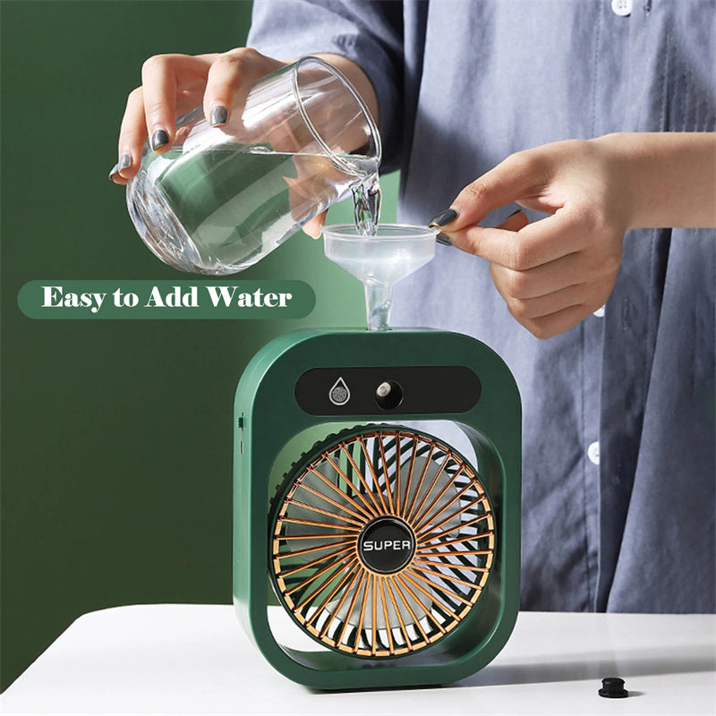 Portable USB Rechargeable Misting Fan - Compact Personal Fan with Cooling Spray - White Colors 4