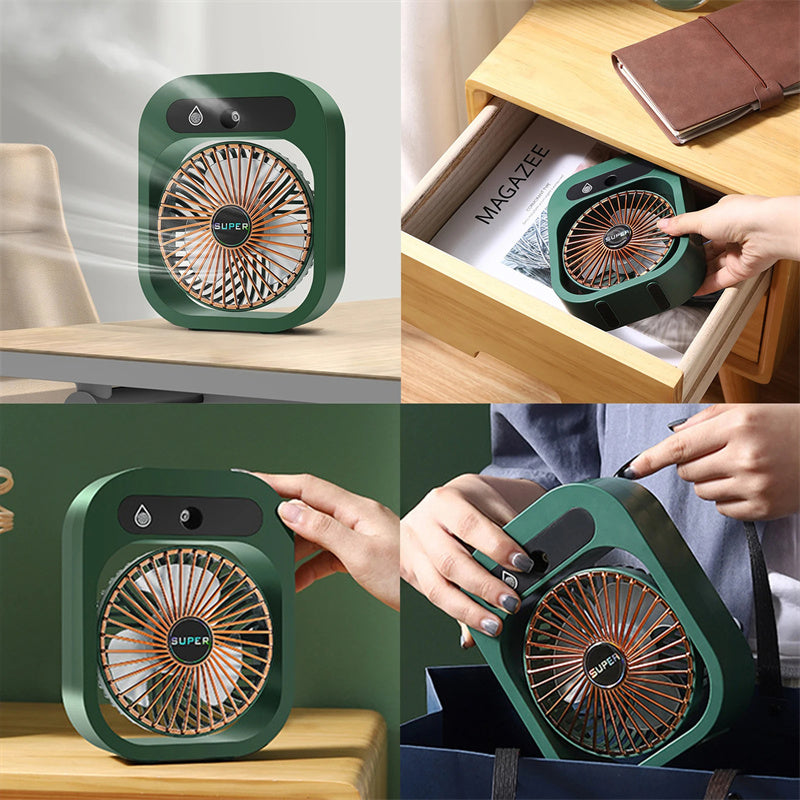 Portable USB Rechargeable Misting Fan - Compact Personal Fan with Cooling Spray - White Colors 5