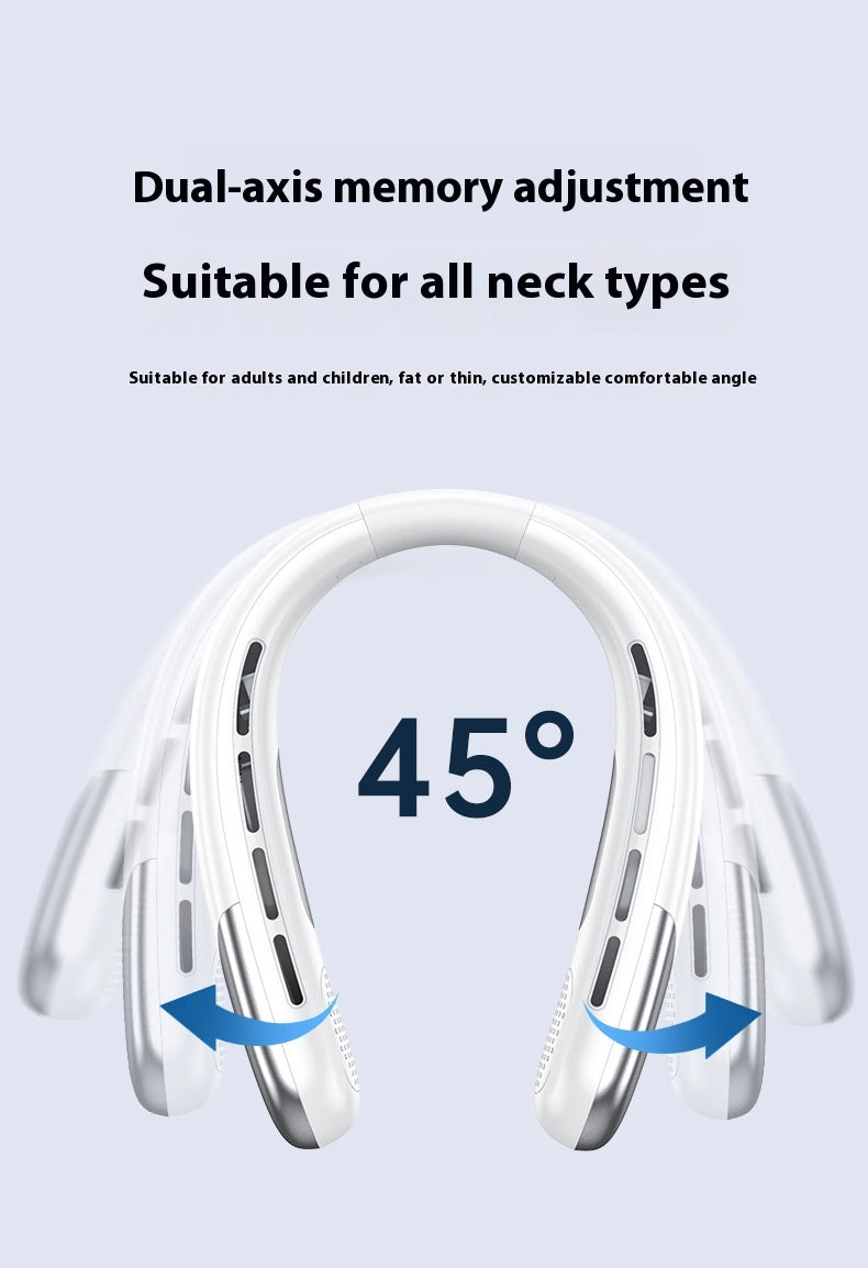 Digital Display Neck Fan - Rechargeable Portable Wearable Fan with Adjustable Speed- White 1200mAh 4