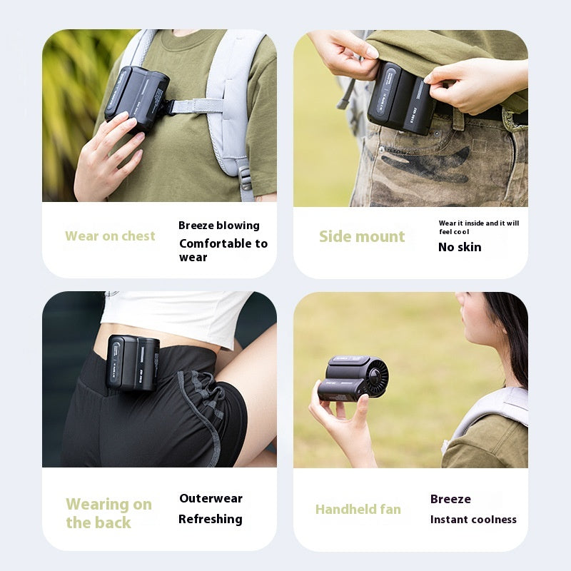 White Outdoor Waist Fan - Portable Wearable Fan for Hands-Free Cooling 4