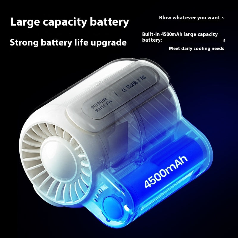 Black Outdoor Waist Fan - Portable Wearable Fan for Hands-Free Cooling 3