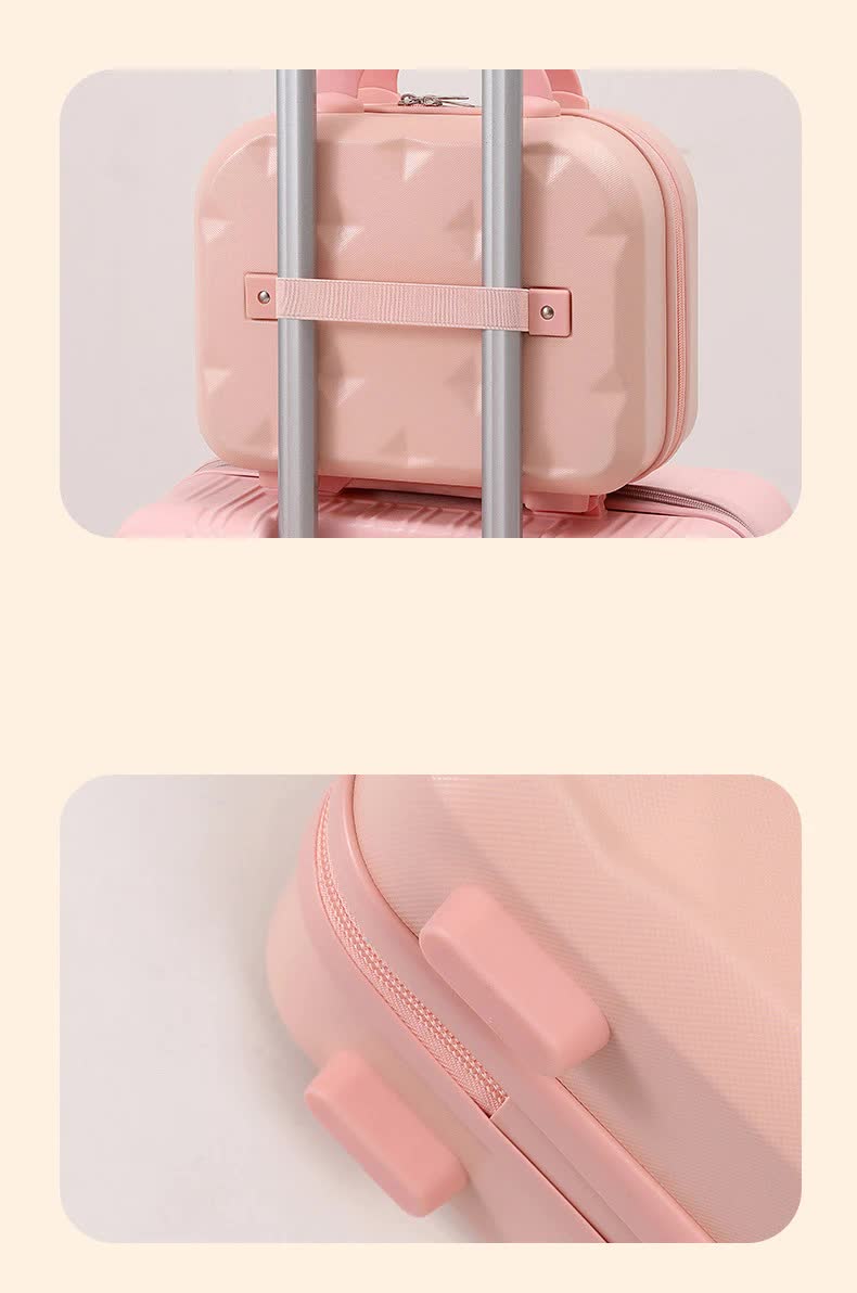 Pink 14-inch Mini Handheld Luggage Case - Stylish Makeup and Storage Box with ABS Shell 3