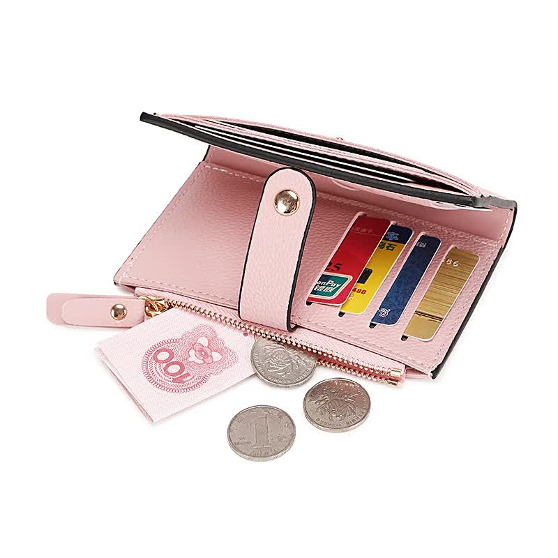 3 PCS Wallets Black Women's Small Zipper Snap Card Wallet, Ladies PU Leather Credit Card Holder with Coin Pocke 3