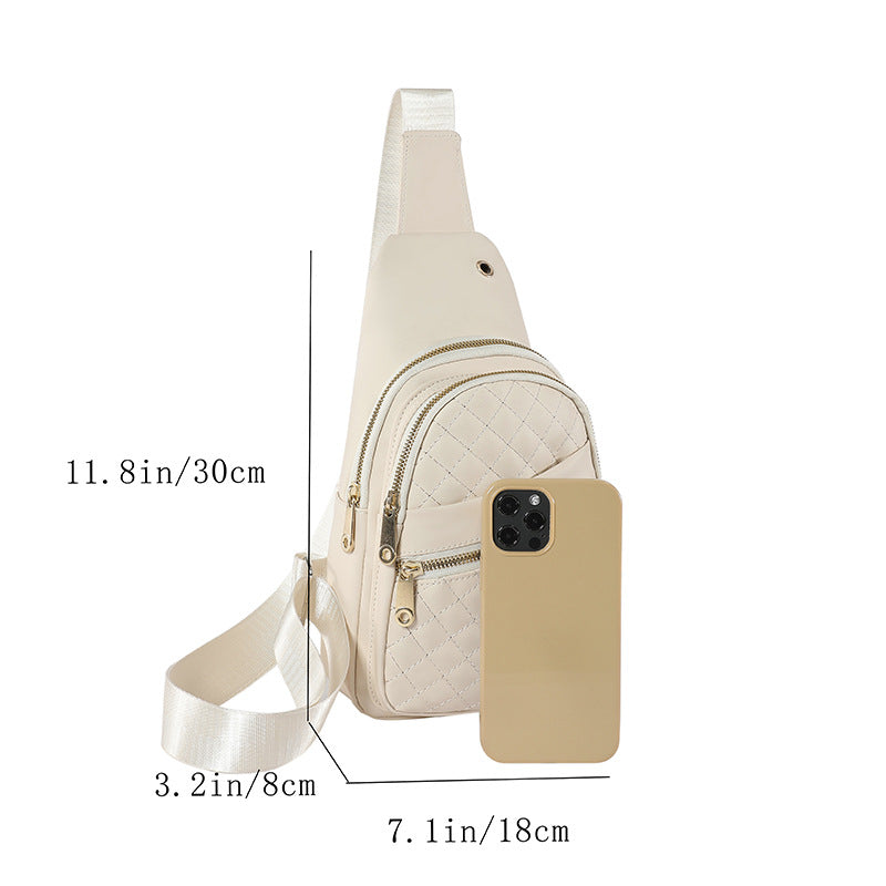 White Women's Quilted Sling Bag - Stylish Crossbody Shoulder Backpack 3