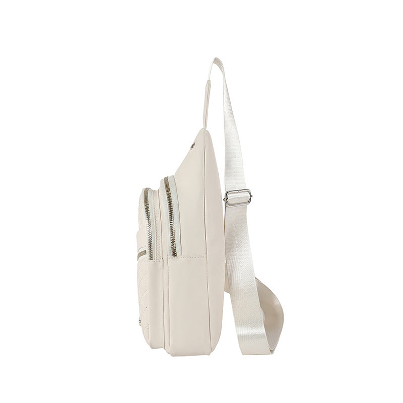 White Women's Quilted Sling Bag - Stylish Crossbody Shoulder Backpack 4