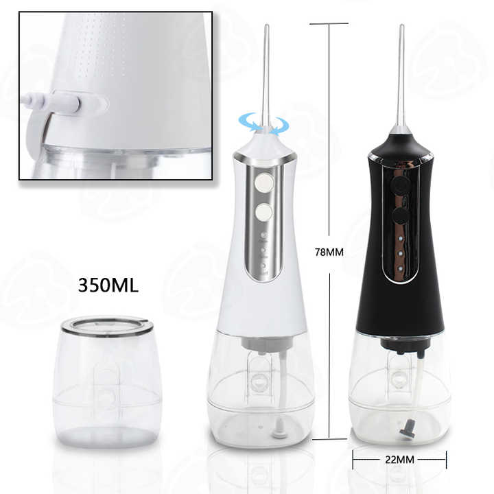 Pink 300ML Cordless Water Flosser with 5 Nozzles - Rechargeable Portable Oral Irrigator 5