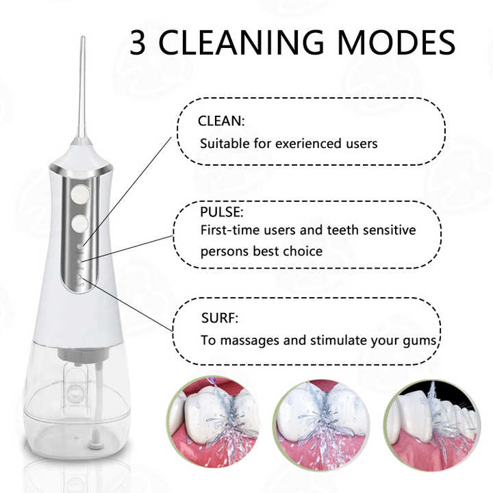 Black 300ML Cordless Water Flosser with 5 Nozzles - Rechargeable Portable Oral Irrigator 3