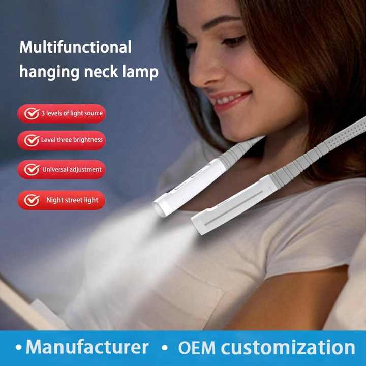 White Hands-Free Adjustable LED Neck Reading Light with 3 Modes for Night Walking and Reading 4