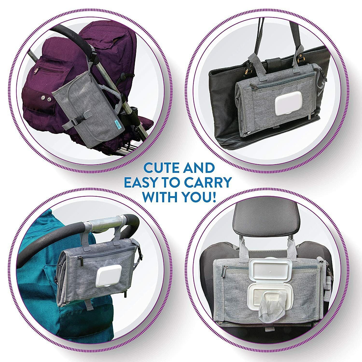 Grey Portable Baby Diaper Changing Pad with Storage Pockets - Travel Essentials for Parents 4