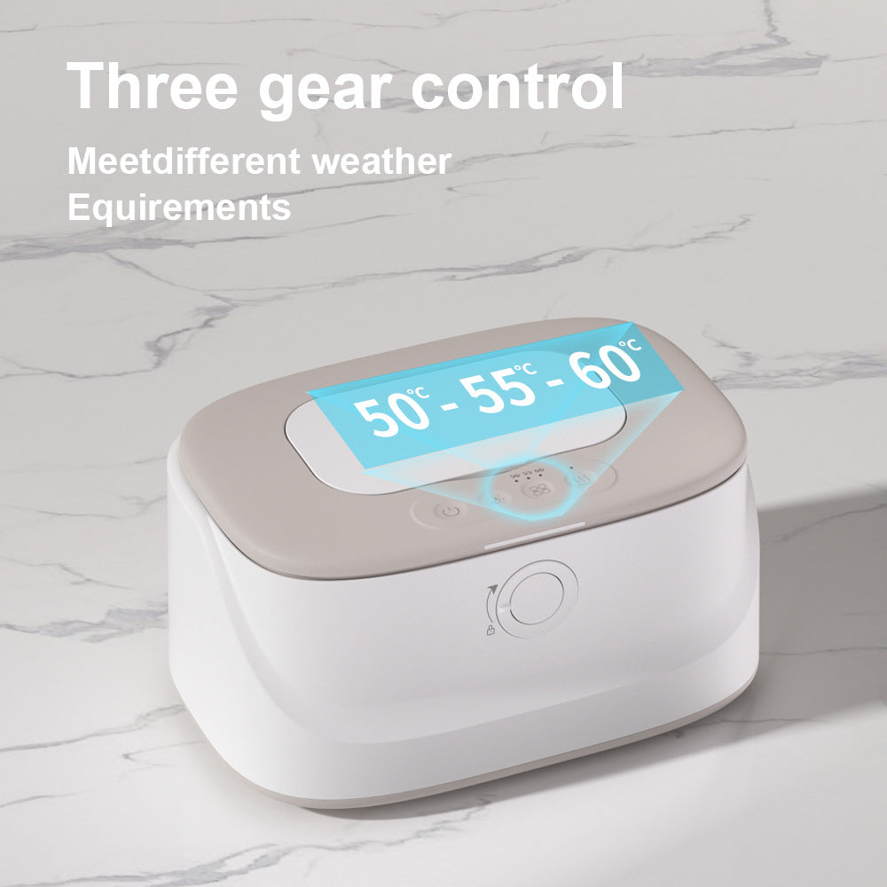 Grey USB-Powered Baby Wet Wipes Warmer - Portable and Adjustable Heating 4