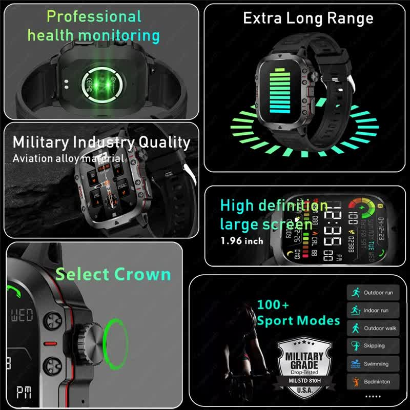 Beige Rugged Smart Fitness Watch - Waterproof, Multi-Sport Modes, and Health Tracking 3