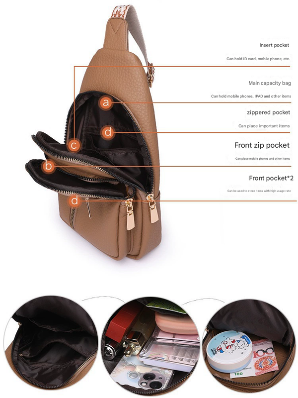 Black Stylish PU Leather Crossbody Sling Bag - Compact and Multi-Functional 3