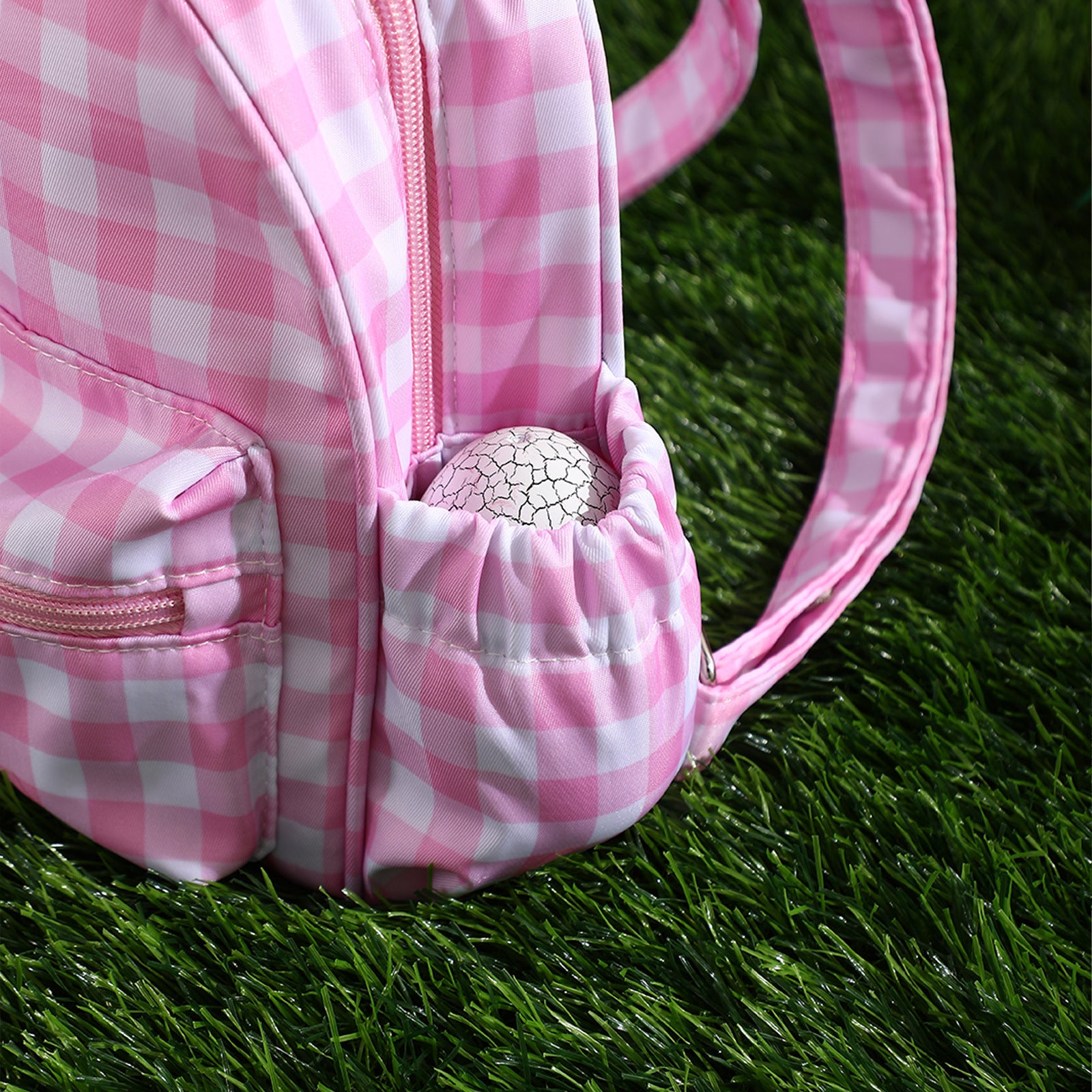 Khaki Kids Bunny Ear Gingham Backpack - Cute Mini Bag for Girls 5