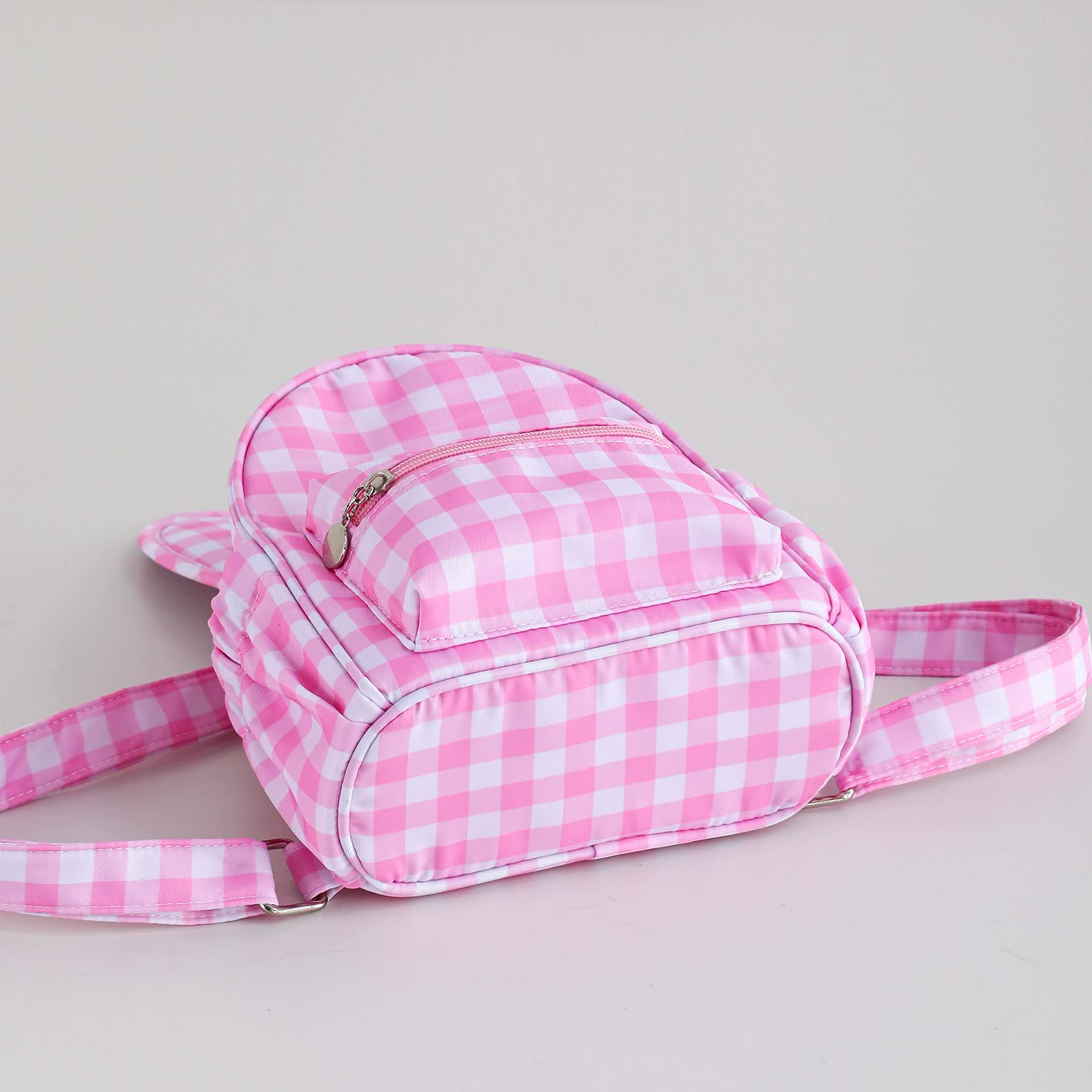 Green Kids Bunny Ear Gingham Backpack - Cute Mini Bag for Girls 4