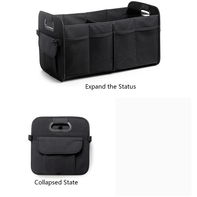 Rose Red Foldable Car Trunk Organizer - Multi-Compartment Storage Box with Handles 3