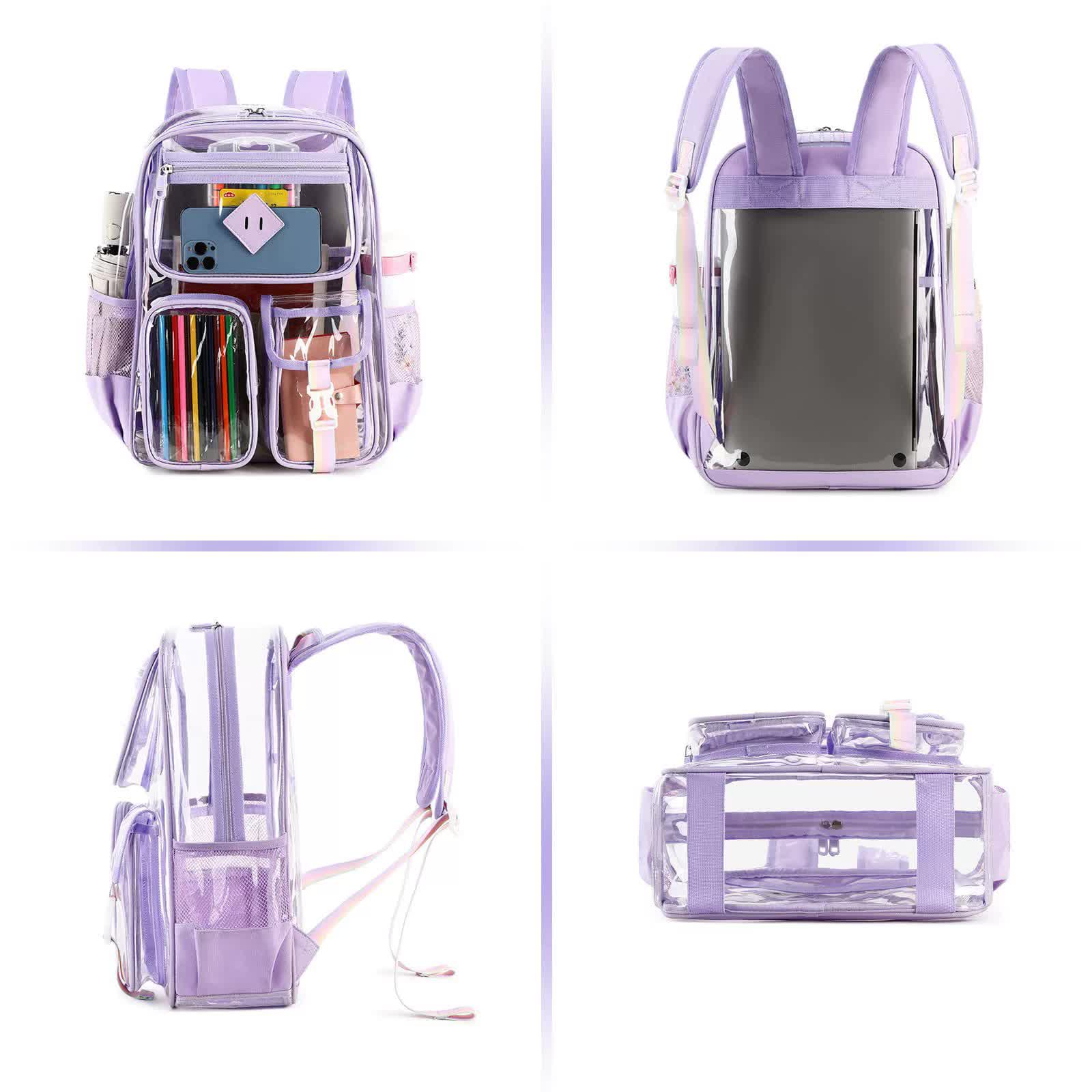 Black Clear Transparent Backpack - Stylish PVC School Bag with Multiple Pockets 5