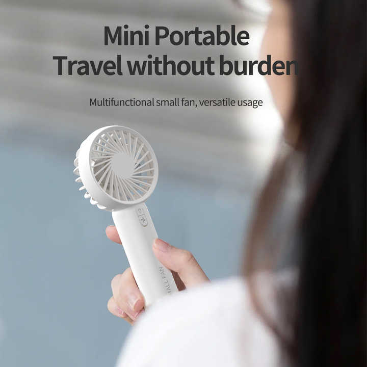 White Mini Handheld Rechargeable Fan - Portable USB-Powered Cooling with Keyring 3