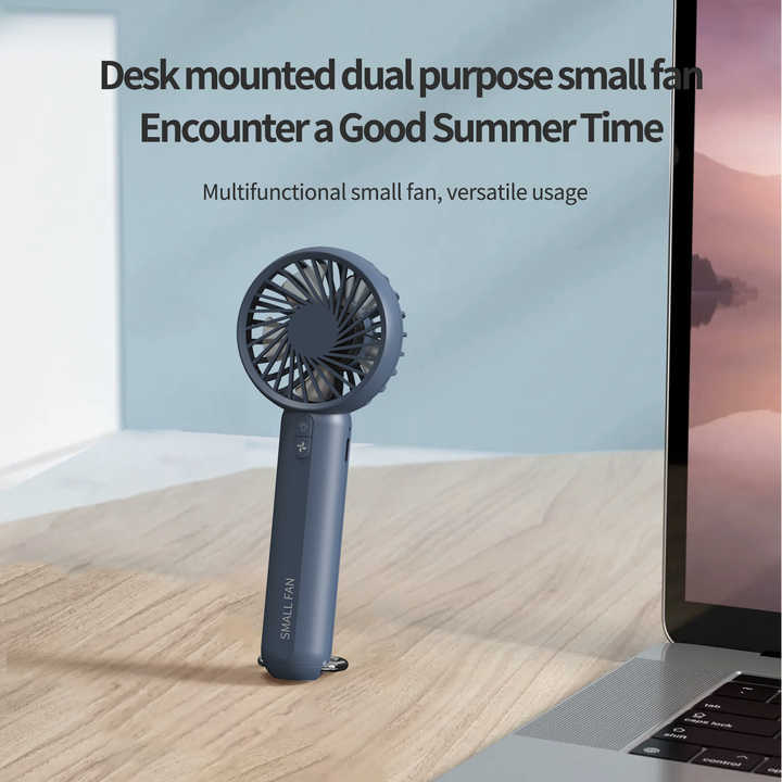 White Mini Handheld Rechargeable Fan - Portable USB-Powered Cooling with Keyring 6