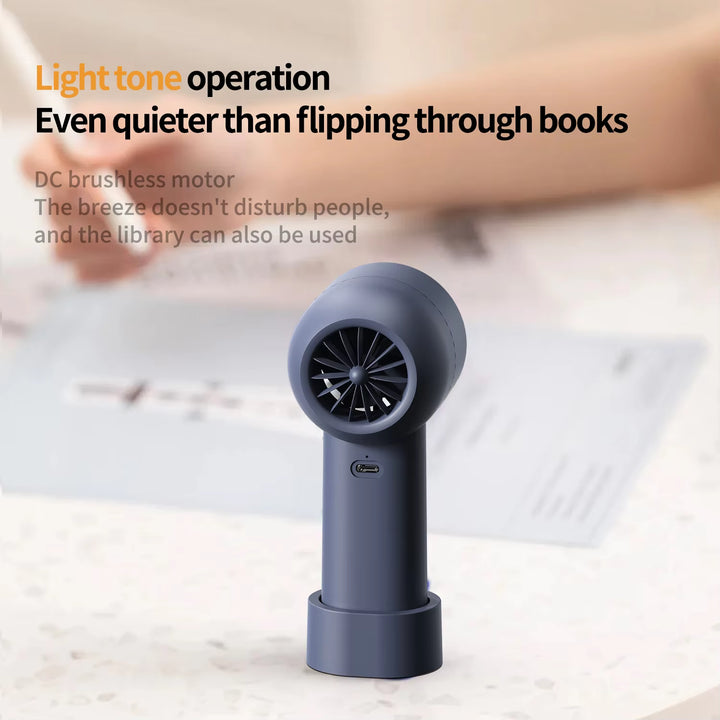 White Portable Mini Bladeless Fan - Rechargeable Handheld Fan with LED Display 3