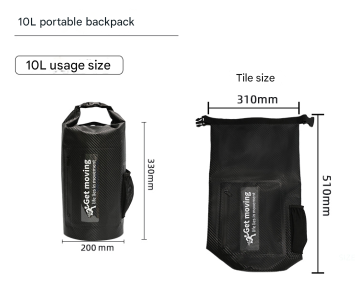 Green 10L Multifunctional Waterproof Dry Bag Backpack - Roll-Top Outdoor Bag for Water Sports and Travel 3