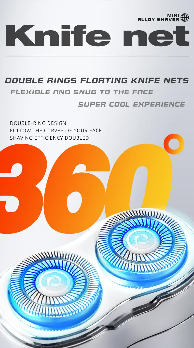 Silver Portable Twin-Head Electric Shaver - Compact Rechargeable Razor for Men 6