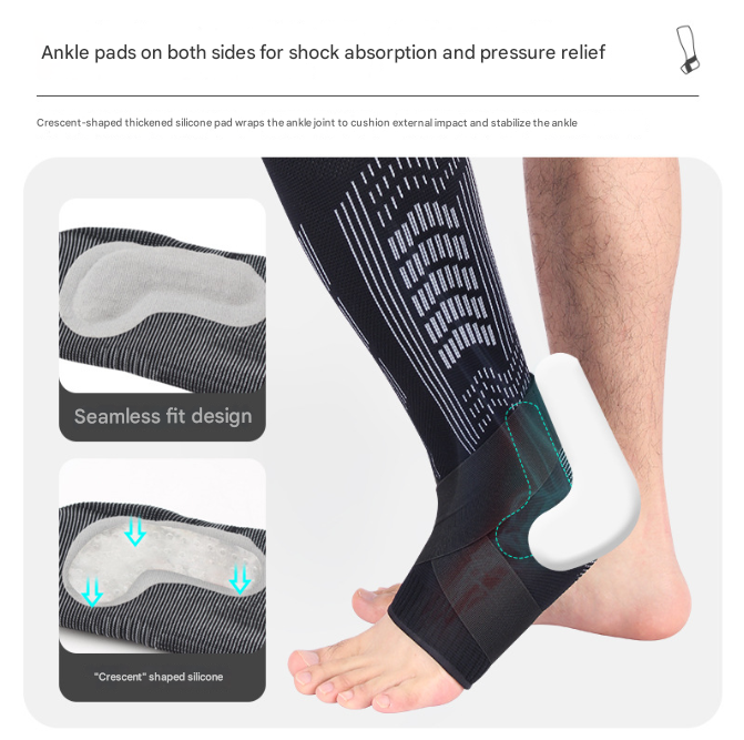 L White A pair Compression Sports Calf Sleeves with Silicone Shock Absorption - Protective Leg Support for Running and Training 4