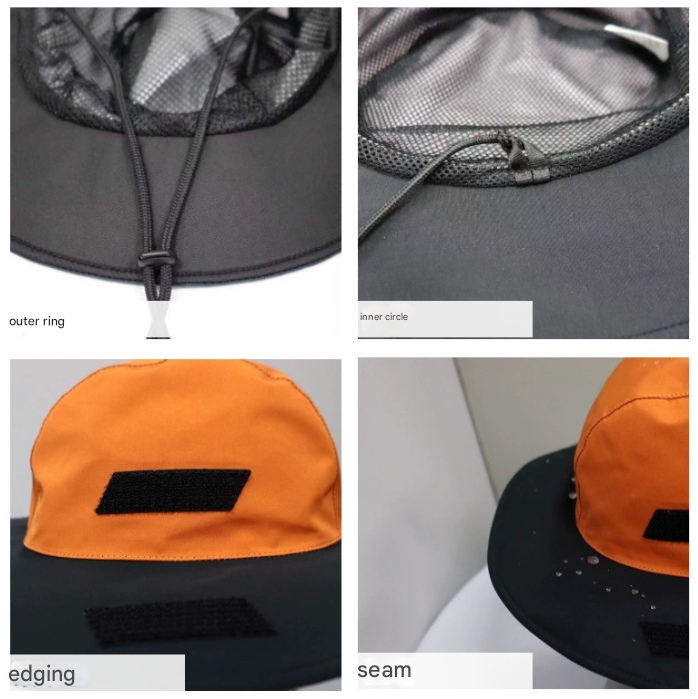 Black Outdoor Waterproof Wide-Brim Rain Hat - Heavy-Duty Rain Protection 5
