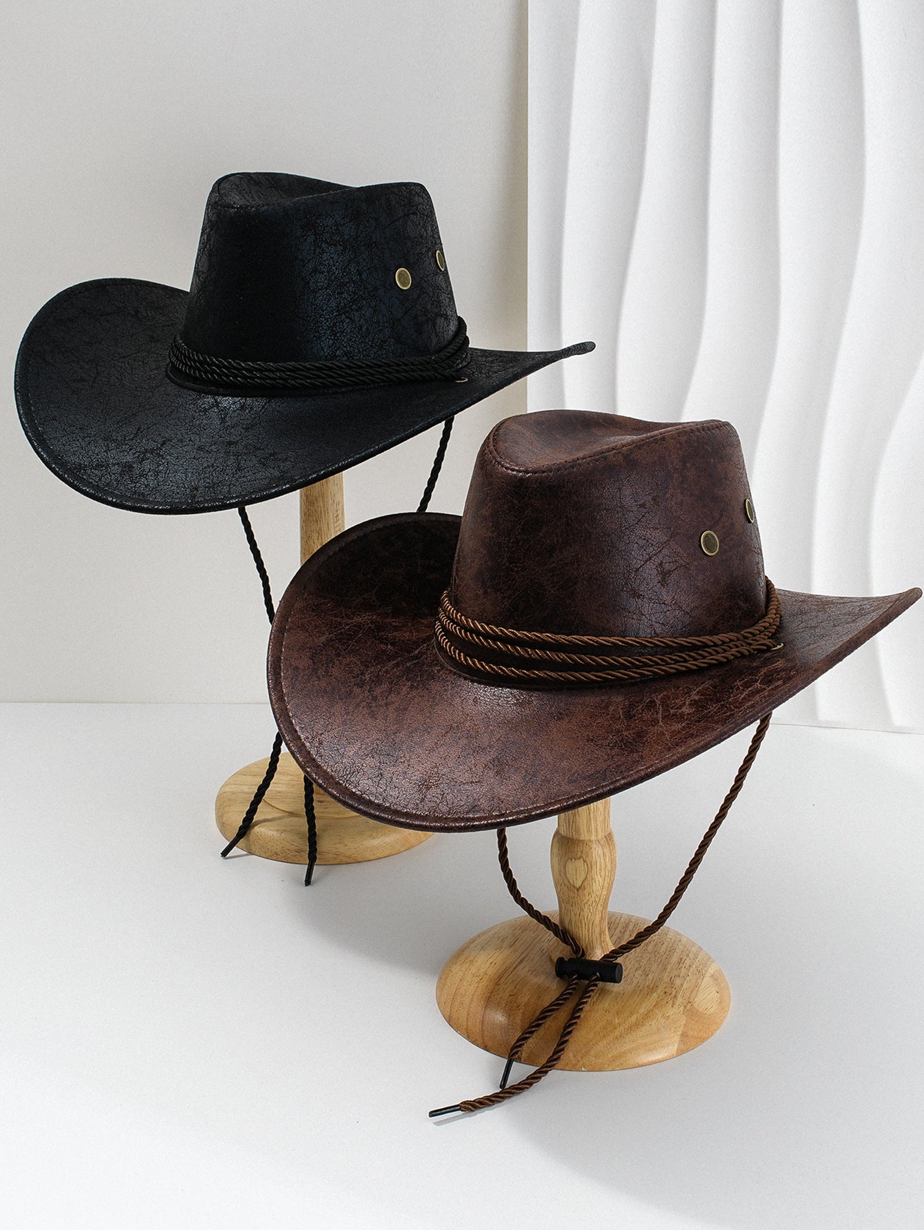 Black Classic Western Cowboy Hat with Wide Brim - Durable and Stylish Design 3