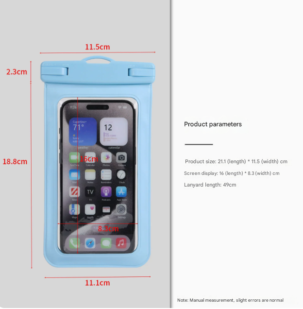 Purple Four Pieces Per Set Waterproof Phone Pouch with Clear Touchscreen Window and Lanyard