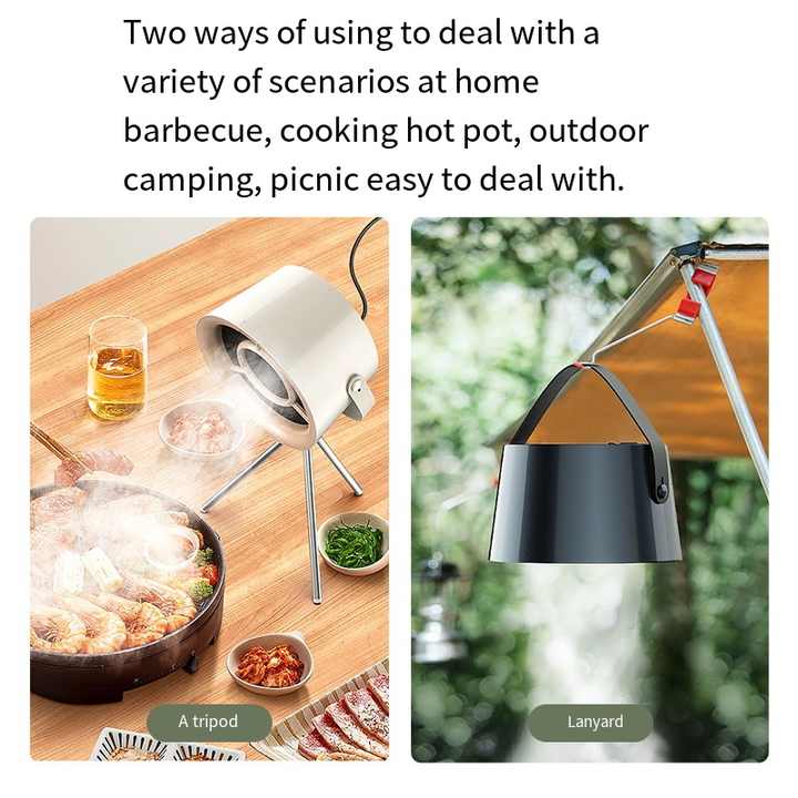 White Portable Retro-Style Desktop Air Purifier with Tripod Stand 4