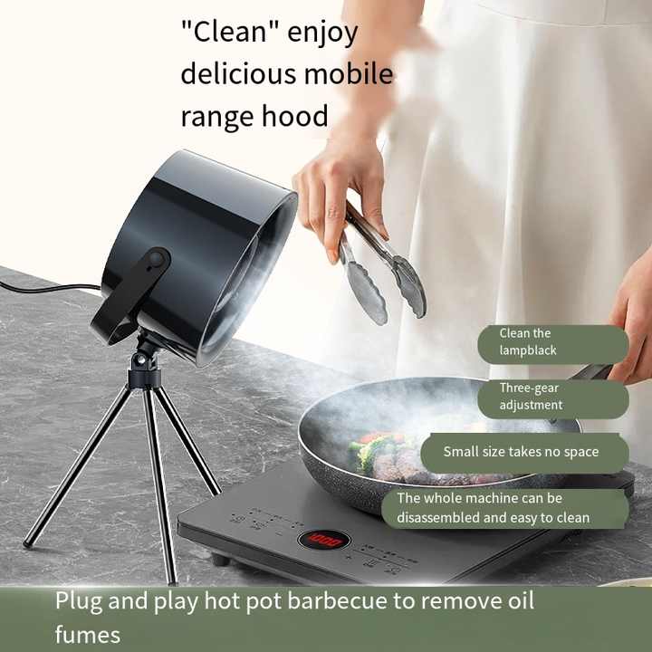 Grey Portable Retro-Style Desktop Air Purifier with Tripod Stand 3