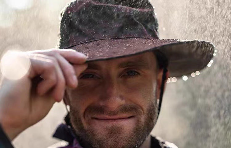 Grey Outdoor Waterproof Wide-Brim Rain Hat - Heavy-Duty Rain Protection 3