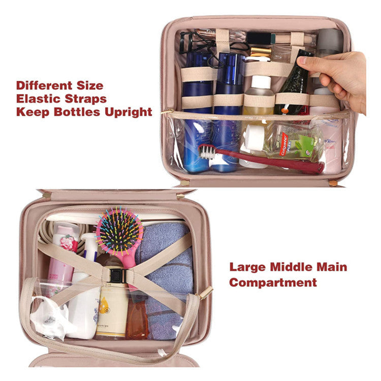 Pink Multifunctional Travel Toiletry Organizer with Hanger and Large Storage Capacity 3