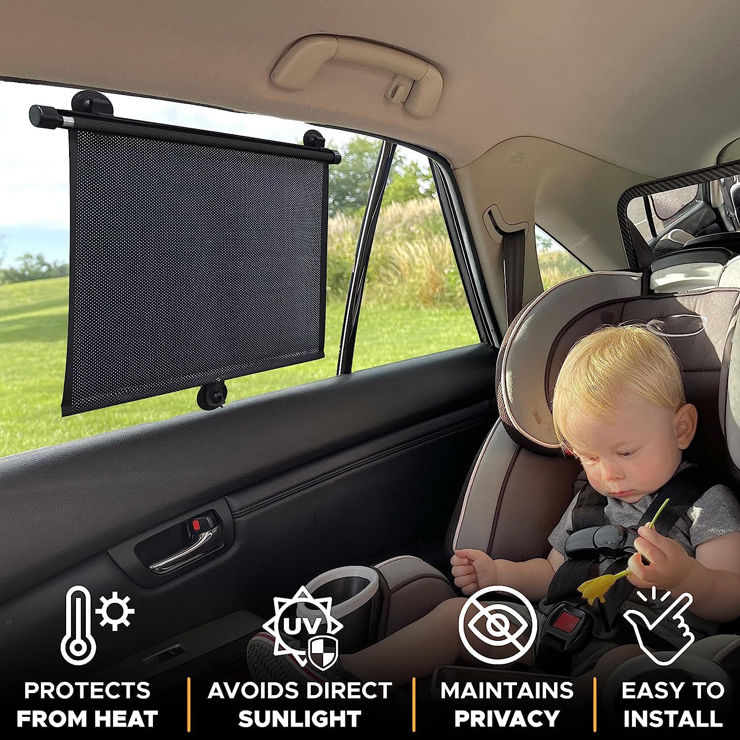 2 PCS Car Side Window Sunshade Protector, UV Protection and Heat Blocker 50x50cm 4