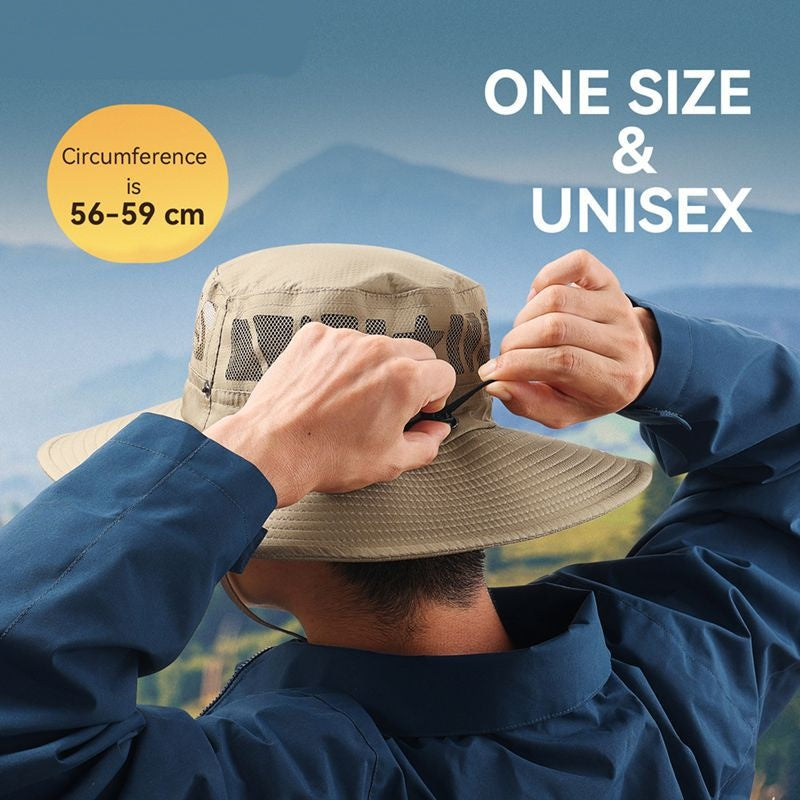 Khaki Outdoor UV Protection Wide-Brim Boonie Hat with Mesh Ventilation 3