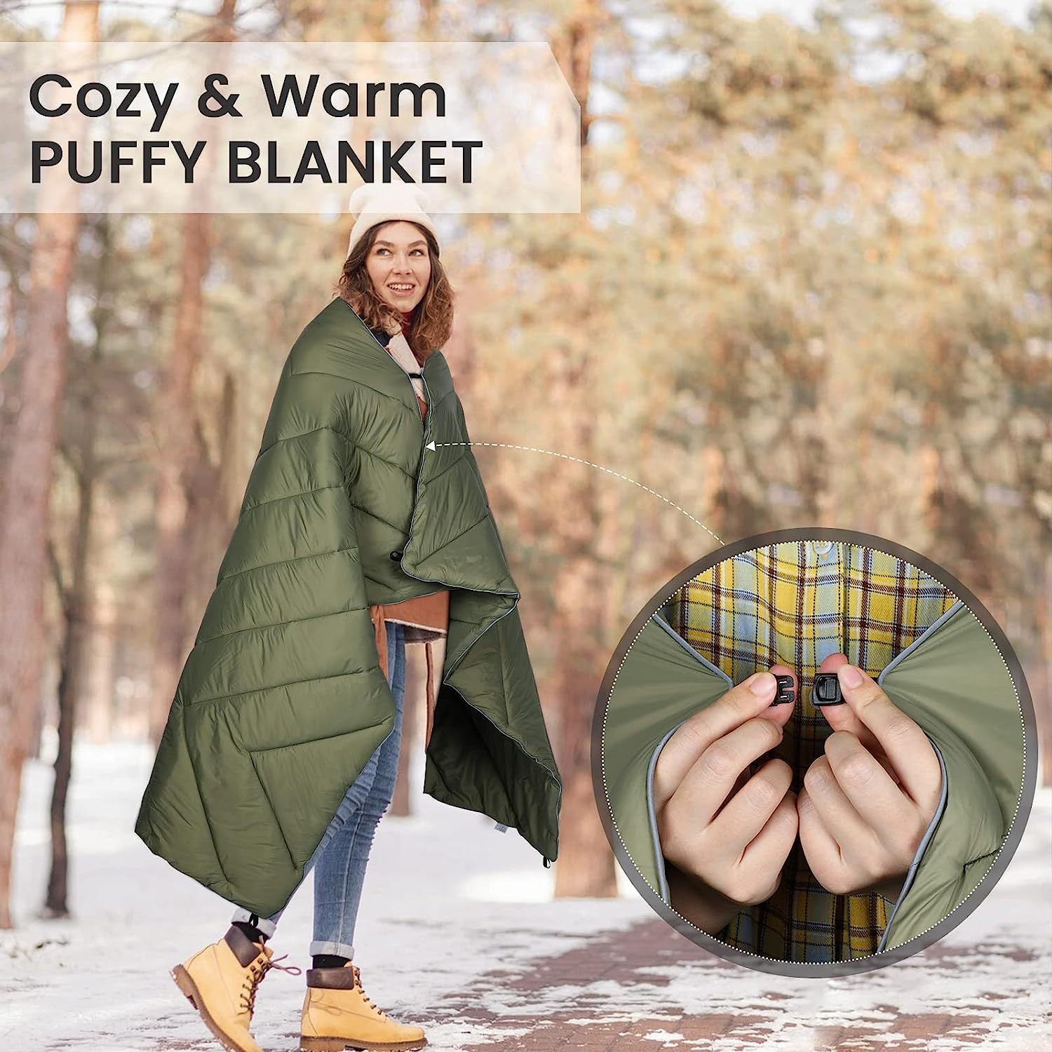 Blue Compact Lightweight Quilted Blanket - Soft, Warm, and Portable for Outdoor Adventures 6
