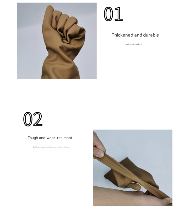 Grey Set of 3 Pairs of Durable Rubber Gloves - Waterproof, Comfortable, Ideal for Household and Cleaning Tasks