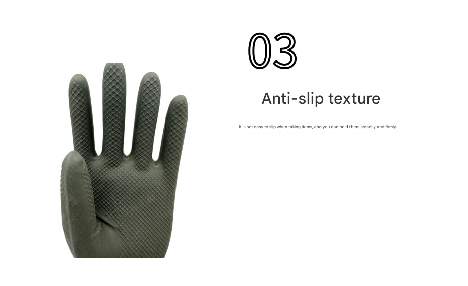 Grey Set of 3 Pairs of Durable Rubber Gloves - Waterproof, Comfortable, Ideal for Household and Cleaning Tasks 3