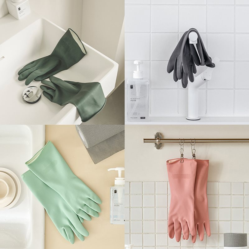 Brown Set of 3 Pairs of Durable Rubber Gloves - Waterproof, Comfortable, Ideal for Household and Cleaning Tasks
