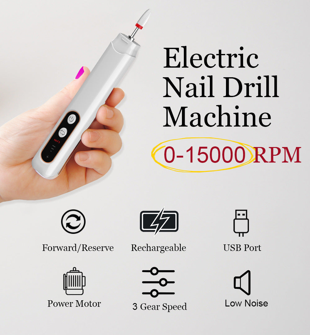 Electric Nail Drill Set - Portable Nail Polishing Tool with Multiple Attachments for Professional Use