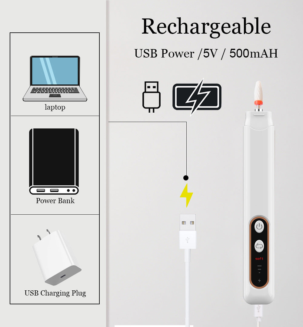 Electric Nail Drill Set - Portable Nail Polishing Tool with Multiple Attachments for Professional Use 3