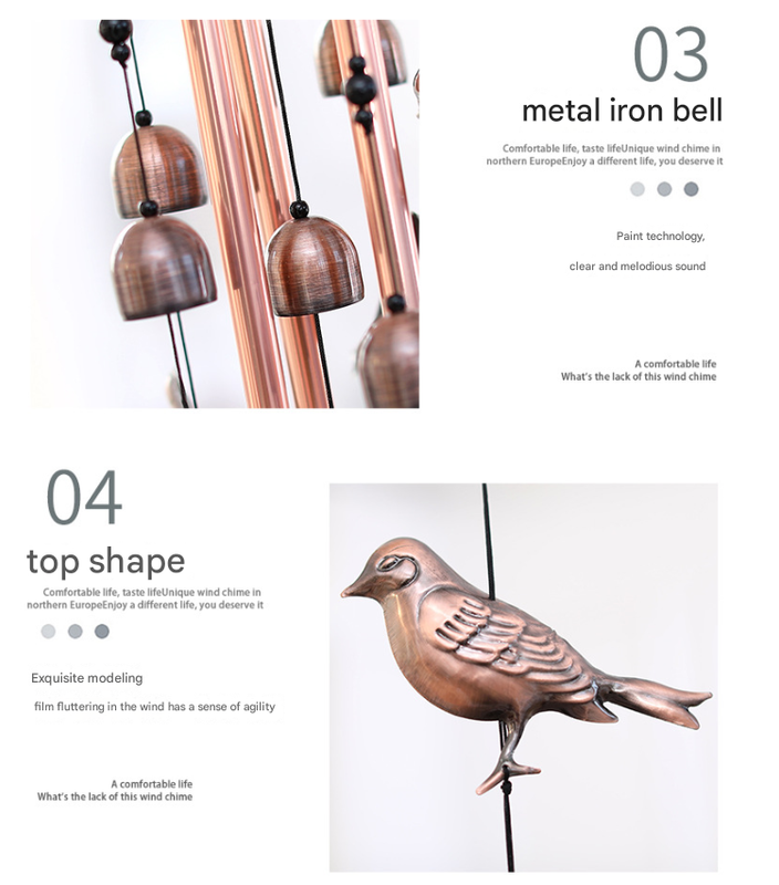 Vintage Owls Wind Chime - 95cm Length, Antique Bronze Finish, Charming Outdoor Decor