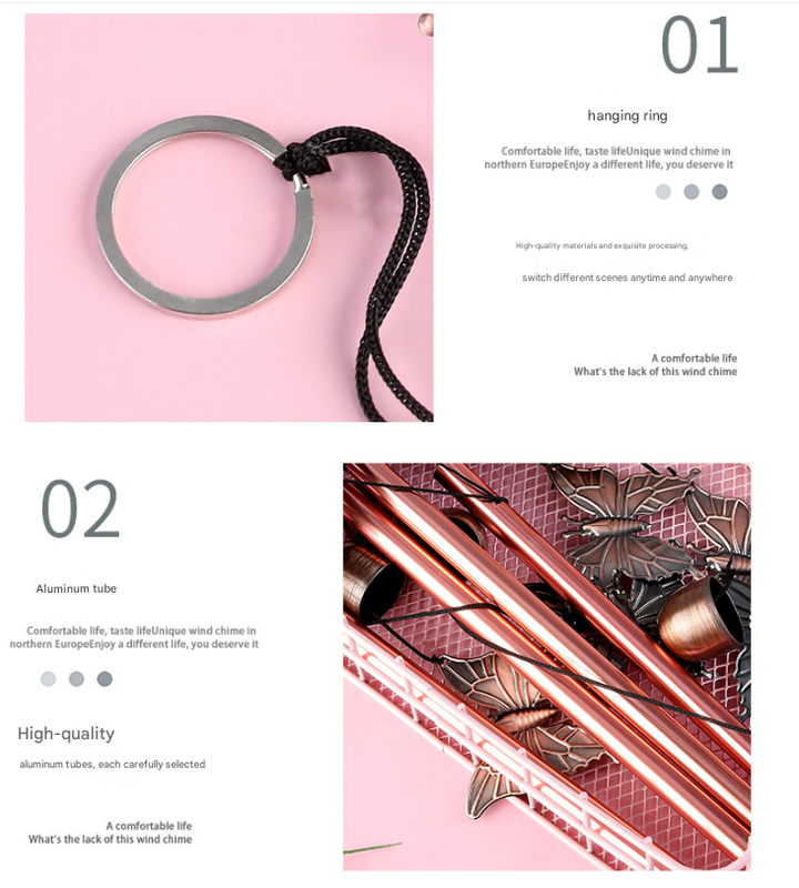 Vintage Bird Wind Chime - 95cm Length, Antique Bronze Finish, Charming Outdoor Decor